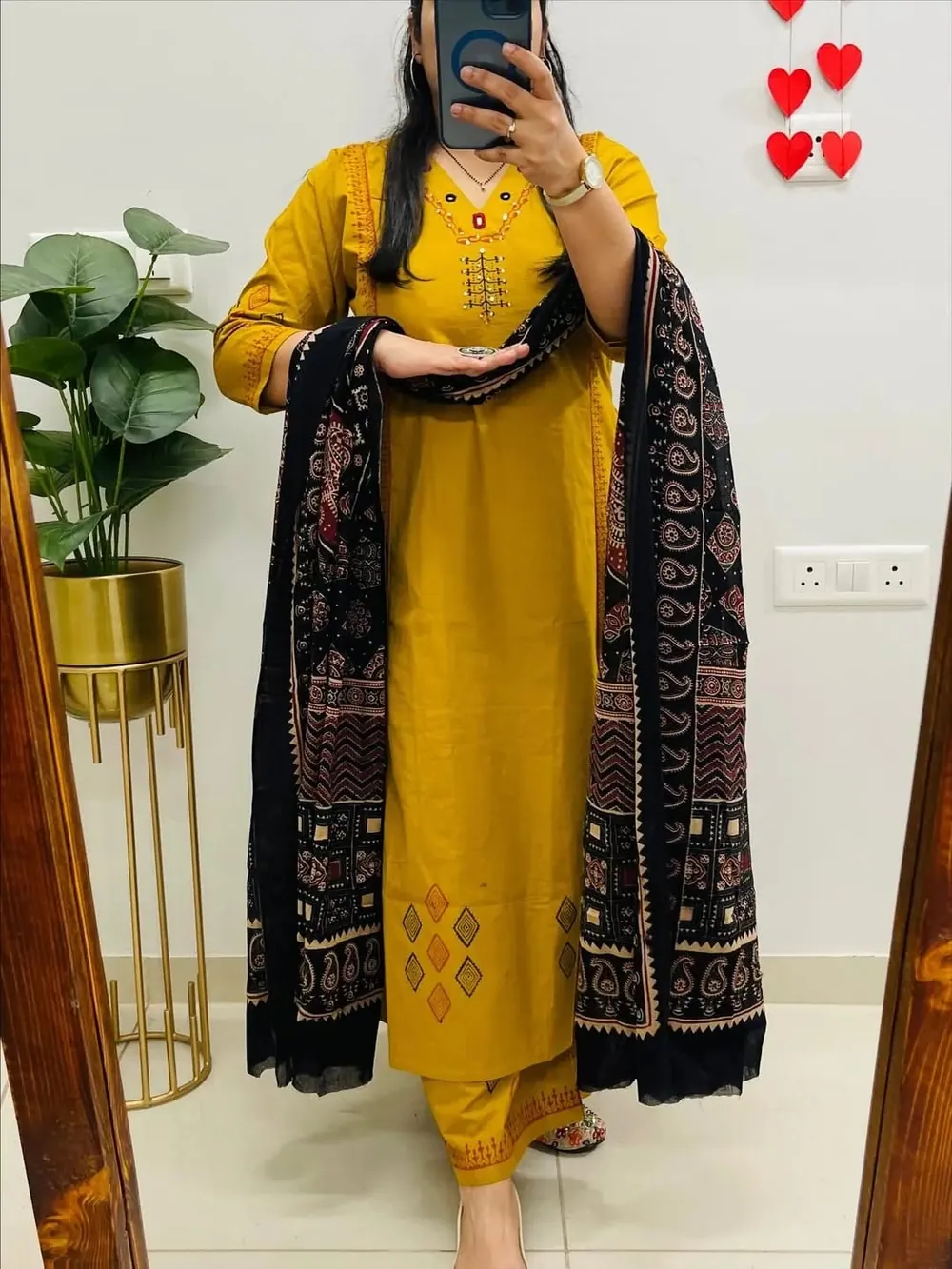 Akira Mustard Kurta with Ajrakh Dupatta