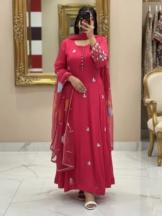 Gulaabi Rani Pink Flared Anarkali