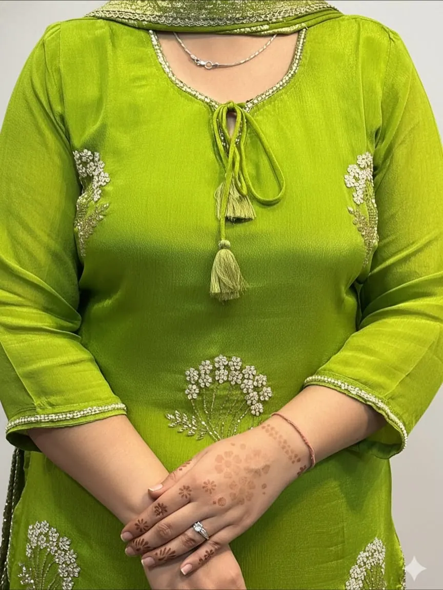 Meera Mint Green Gota Pearl Kurta Set — image 3
