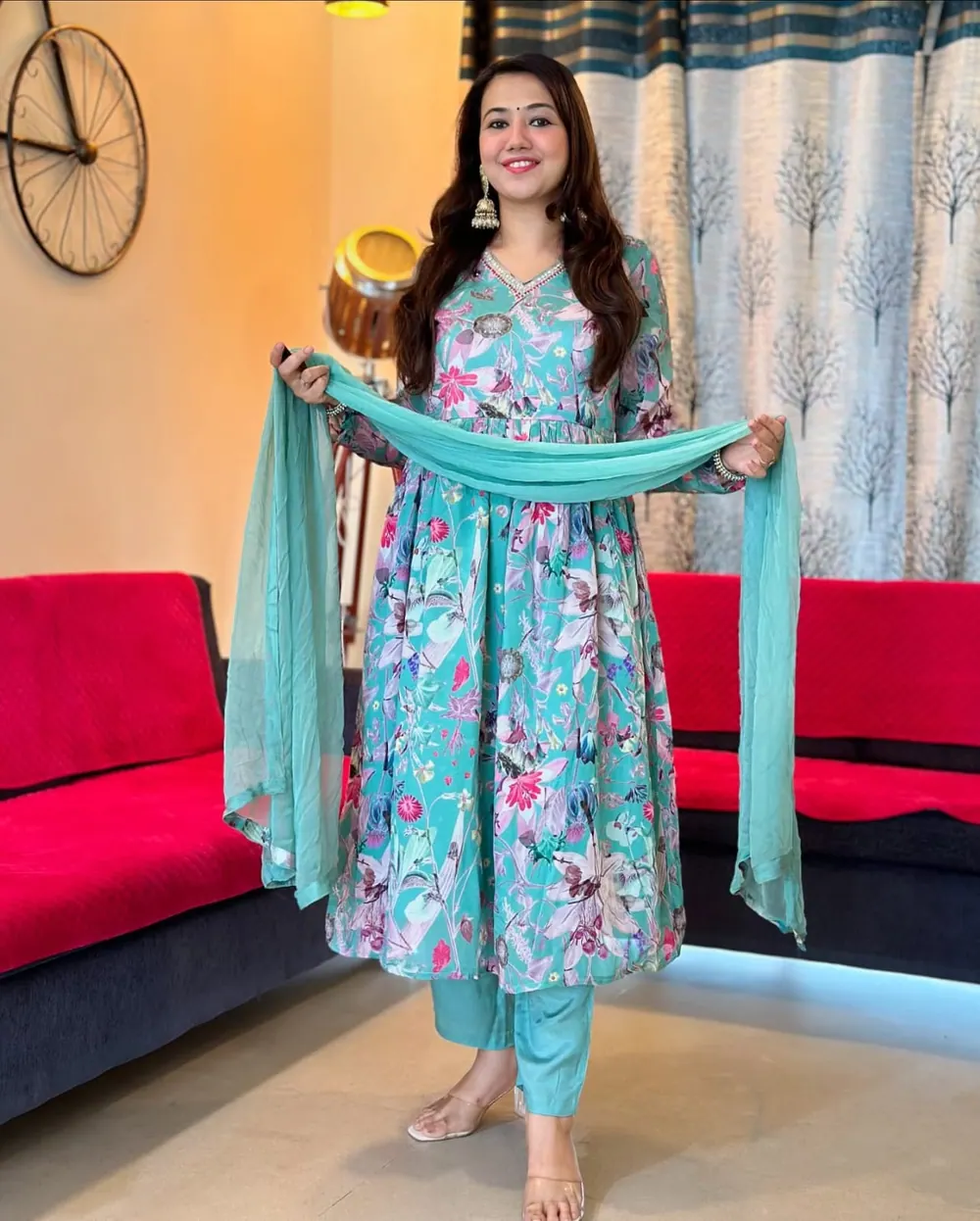 Naina Mint Floral Print Kurta Set