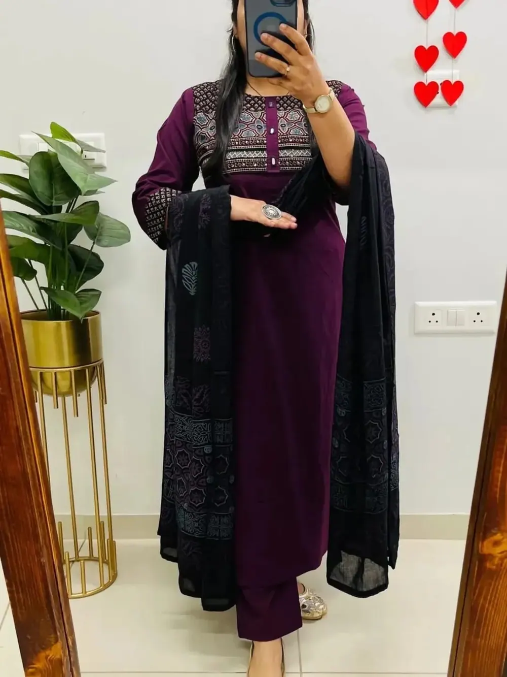 Riddhi Purple Embroidered Yoke Kurta Set