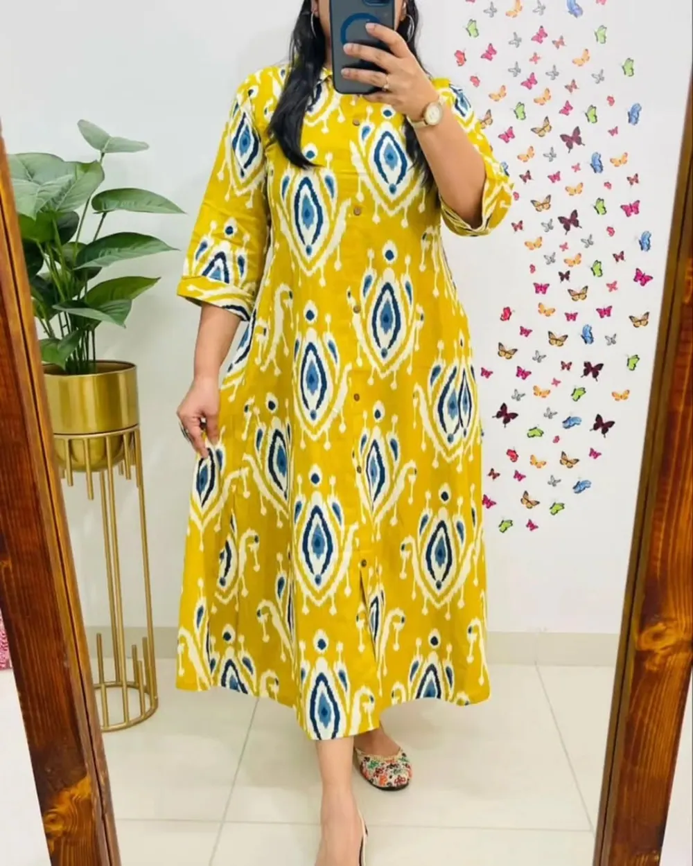 Tanvi Yellow Ikat Print Kurta Set