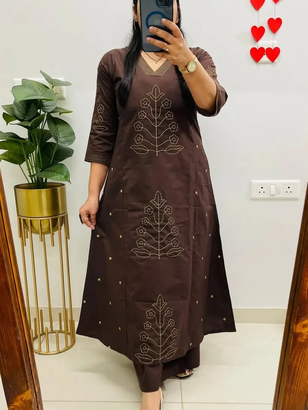 Tara Brown Zari Tree Kurta Set