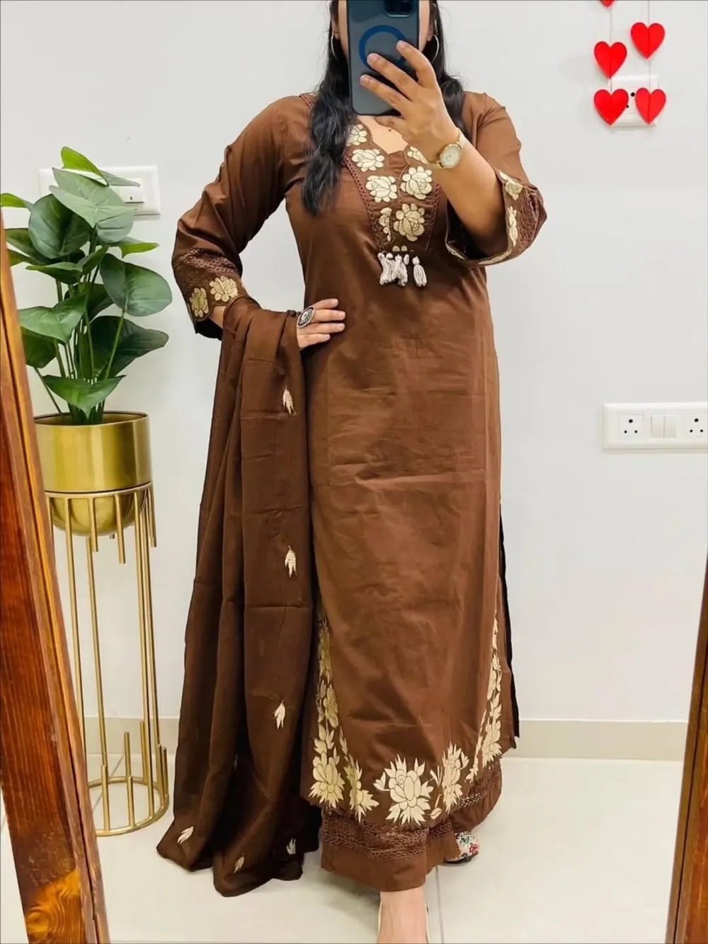 Tara Brown Zari Tree Kurta Set — image 3