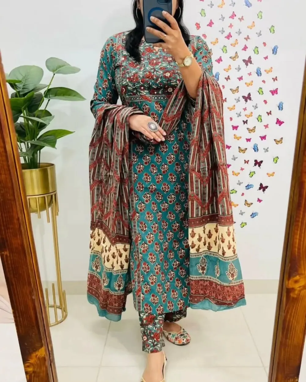 Tara Teal Printed Kurta Set