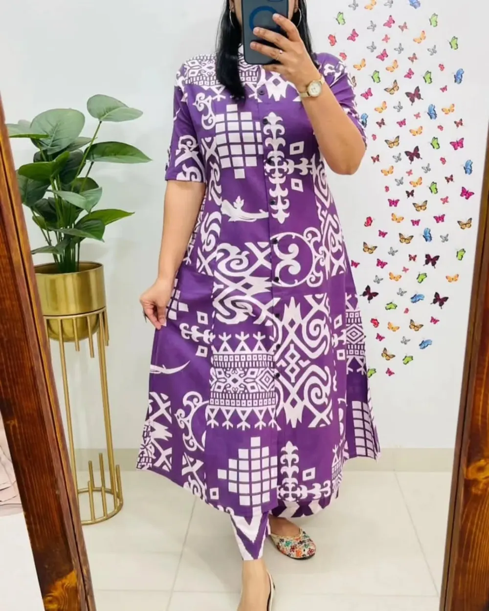 Vibha Purple & White Ikat Kurta Set