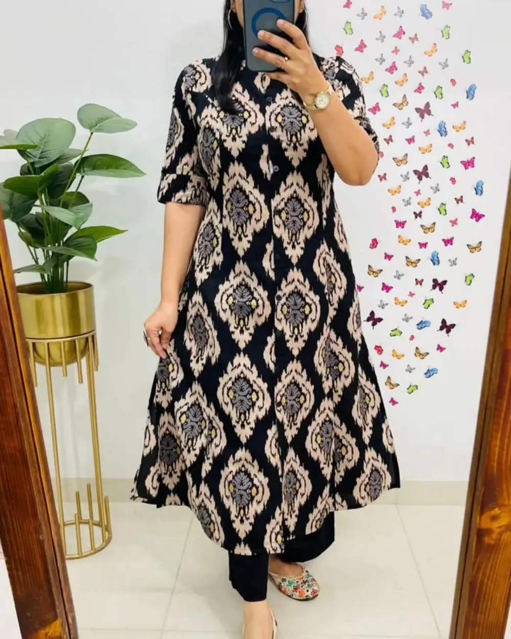 Zara Black & Ivory Ikat Kurta Set